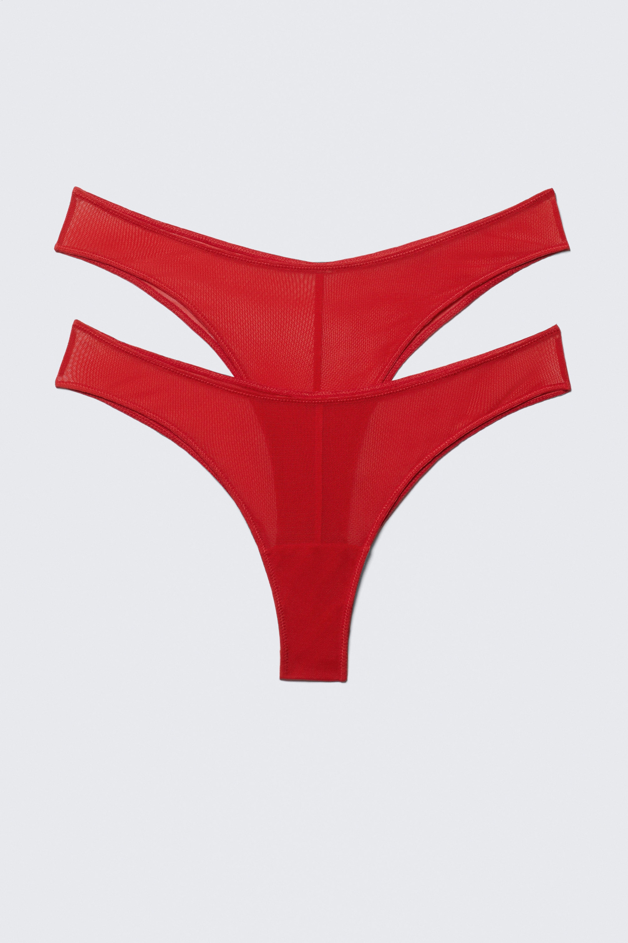 Bright Red - 2-pack Mid Rise Mesh Brazilian Bottoms