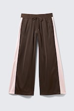 Dark Brown - Pink Stripes - Wide Relaxed Fit Track Trousers - 0