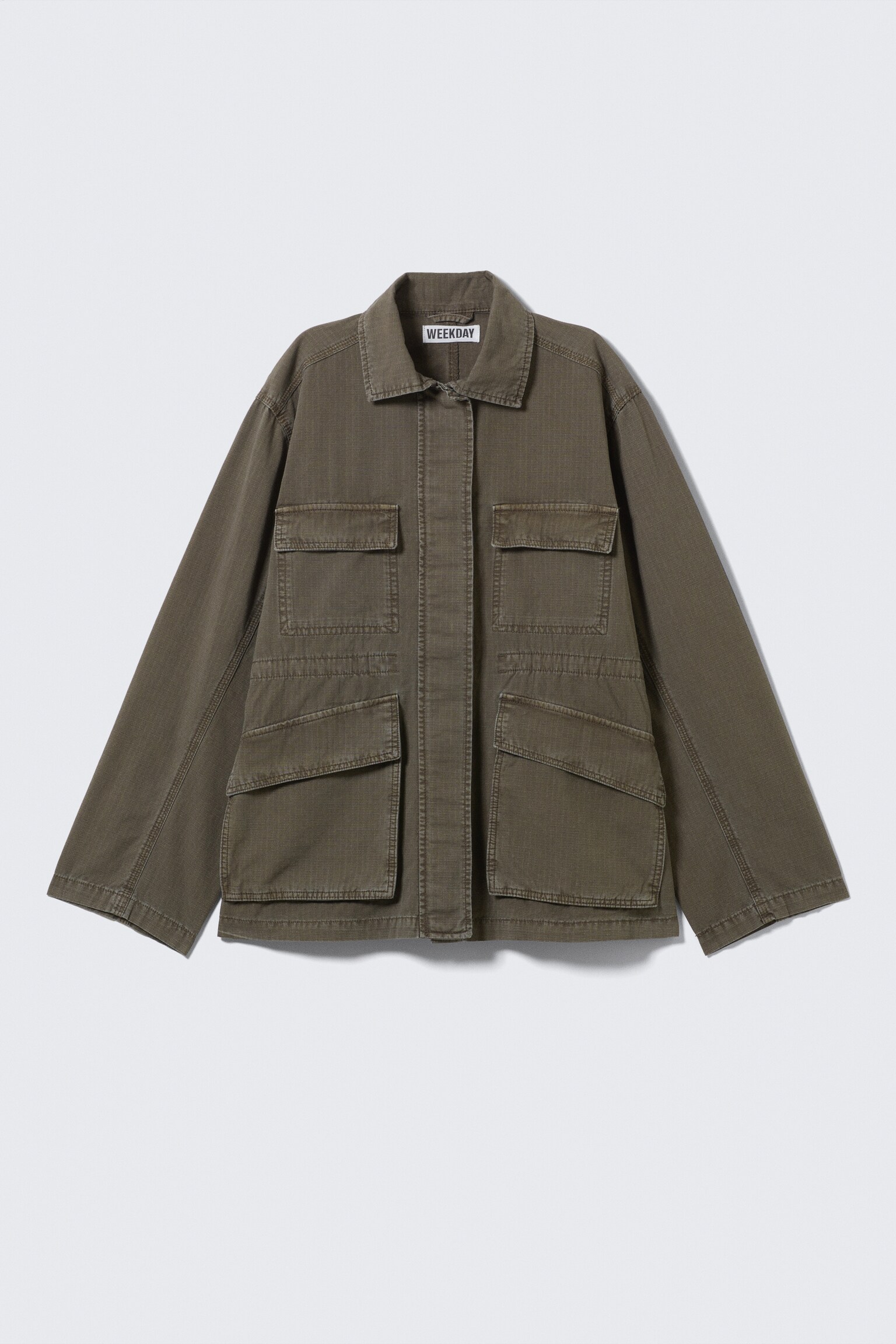 Sprana kurtka z tkaniny ripstop Loose Fit - Dark Mole
