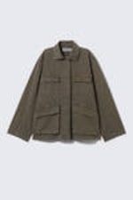 Dunkles Graubraun - Verwaschene, locker geschnittene Ripstop-Jacke - 4