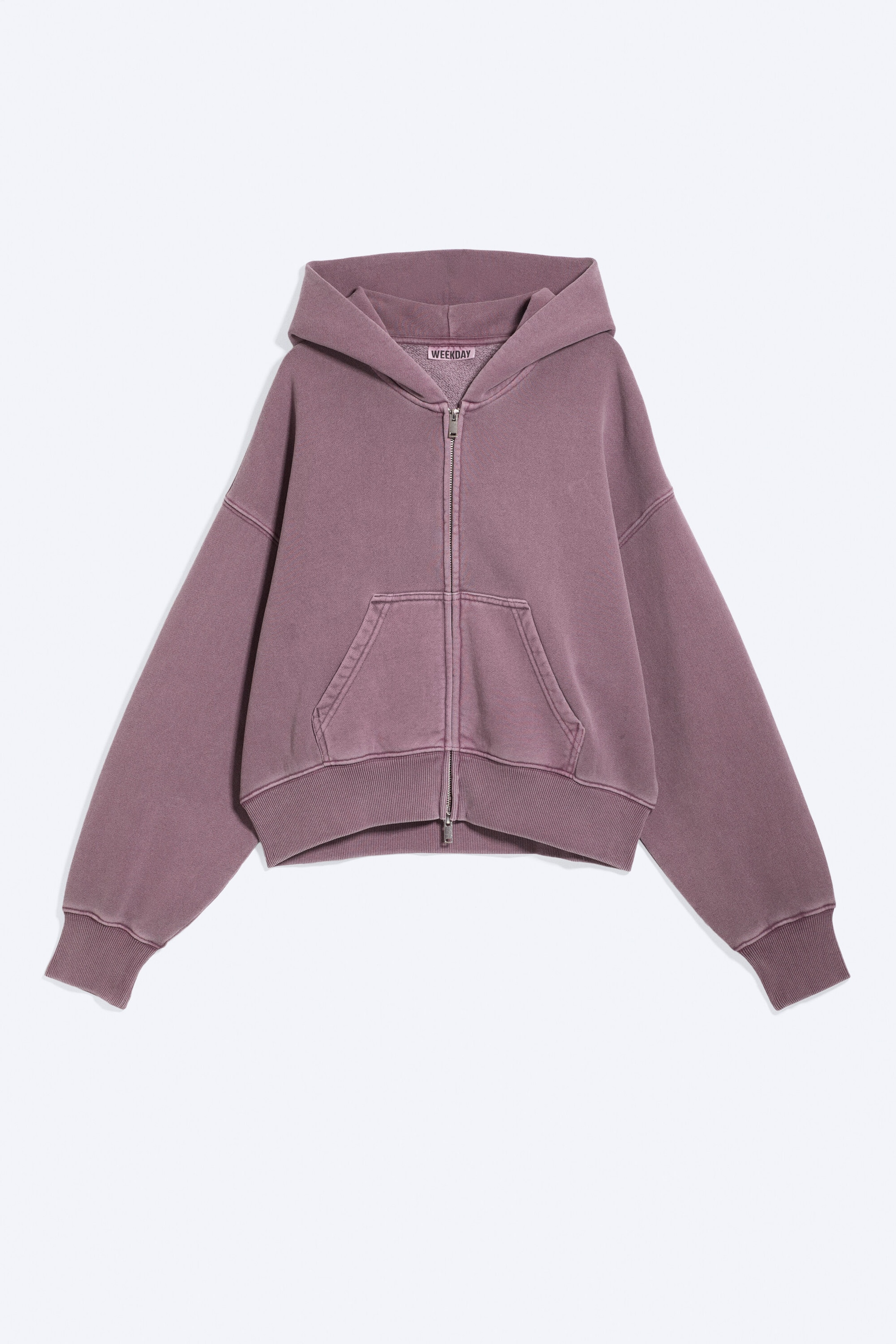 Washed Purple - Sweat à capuche court et carré zippé - 4