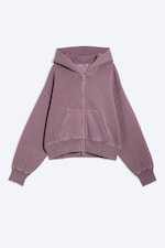 Washed Purple - Sweat à capuche court et carré zippé - 4
