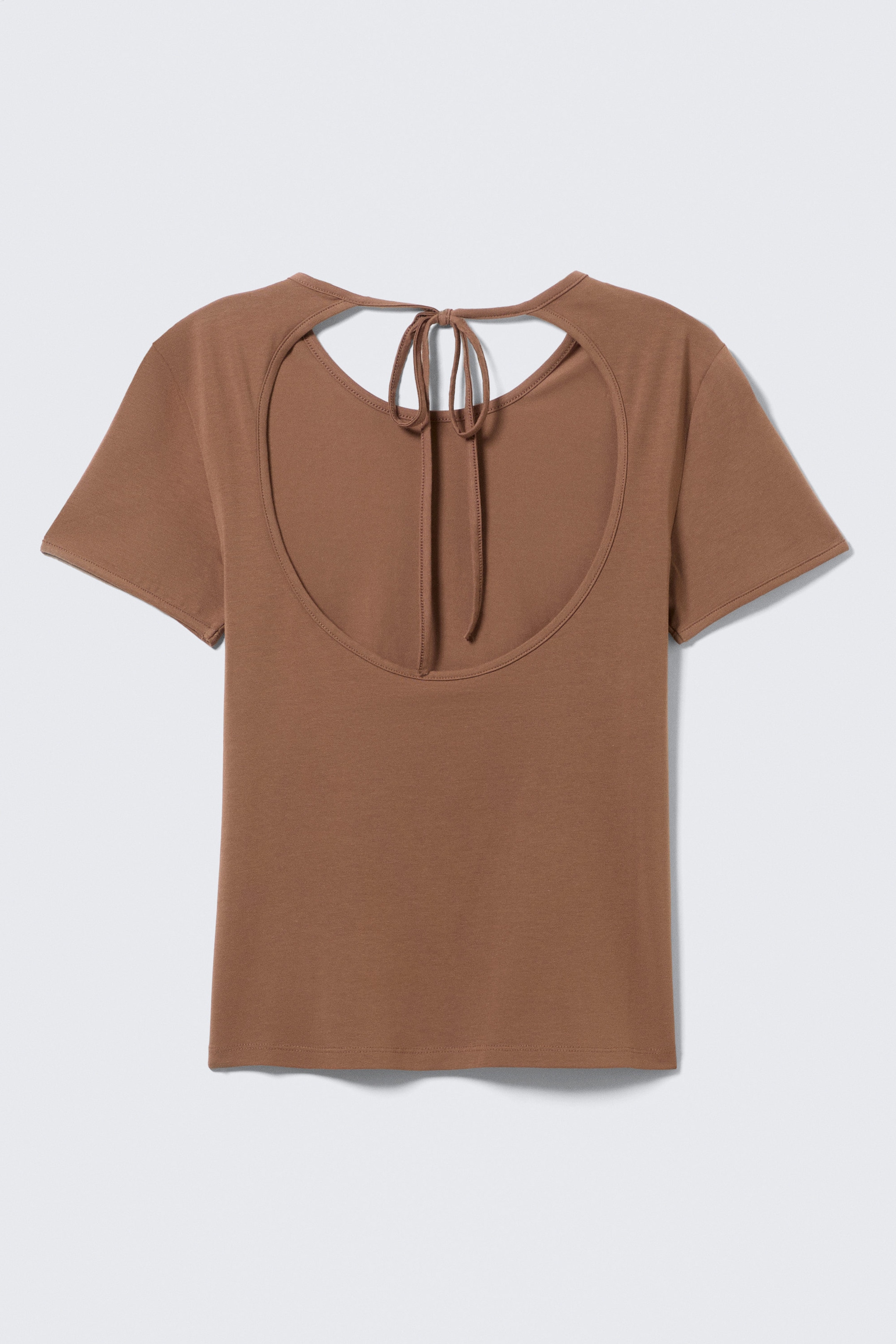 Marron - Haut ajusté à manches courtes et dos ouvert - 4