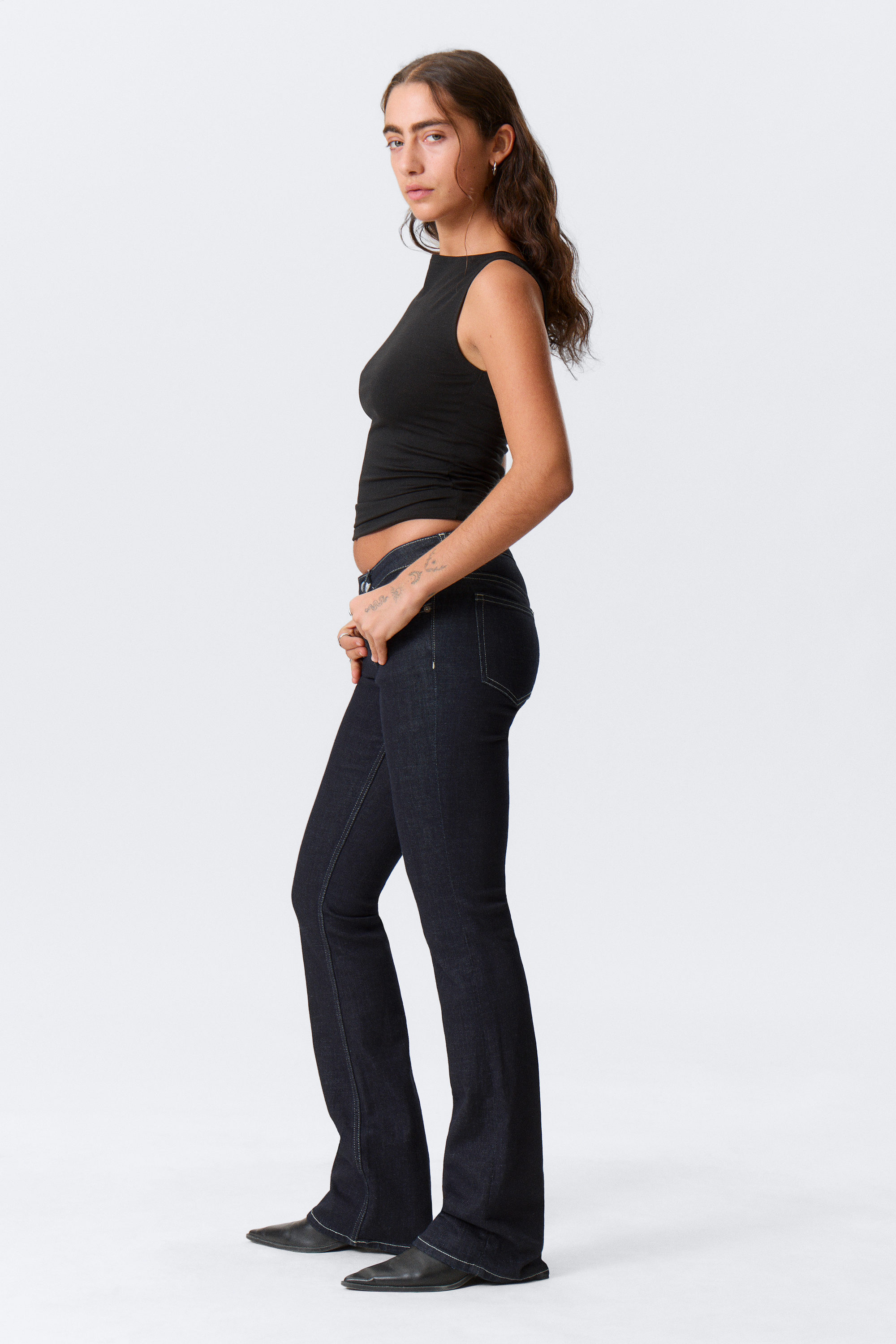 Blue Rinse - Mörkblå - Hour Low Waist Skinny Bootcut Leg Jeans - 2