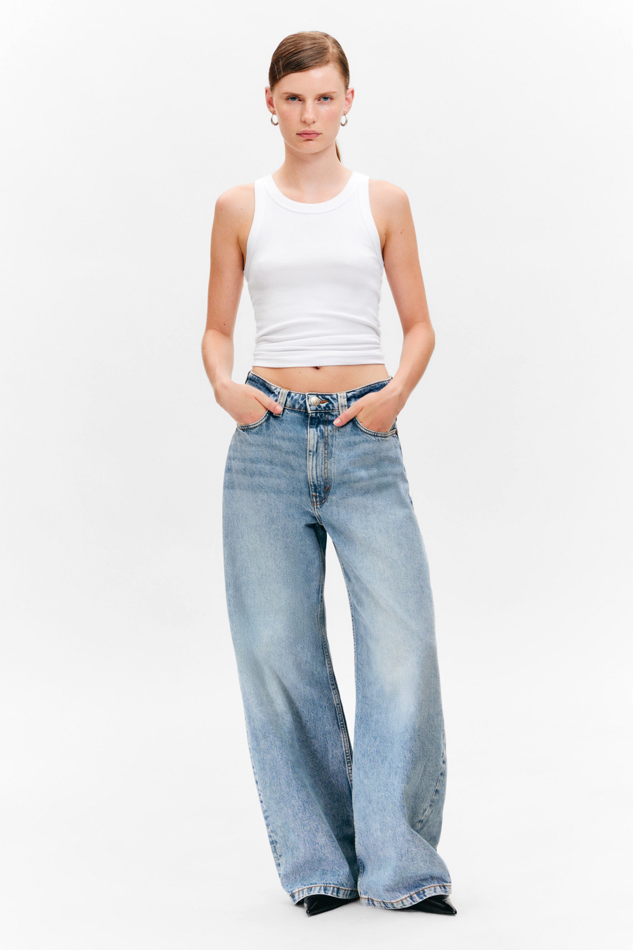 Fresh Blue - Light Blue - Barrel Leg Jeans met hoge taille - 1