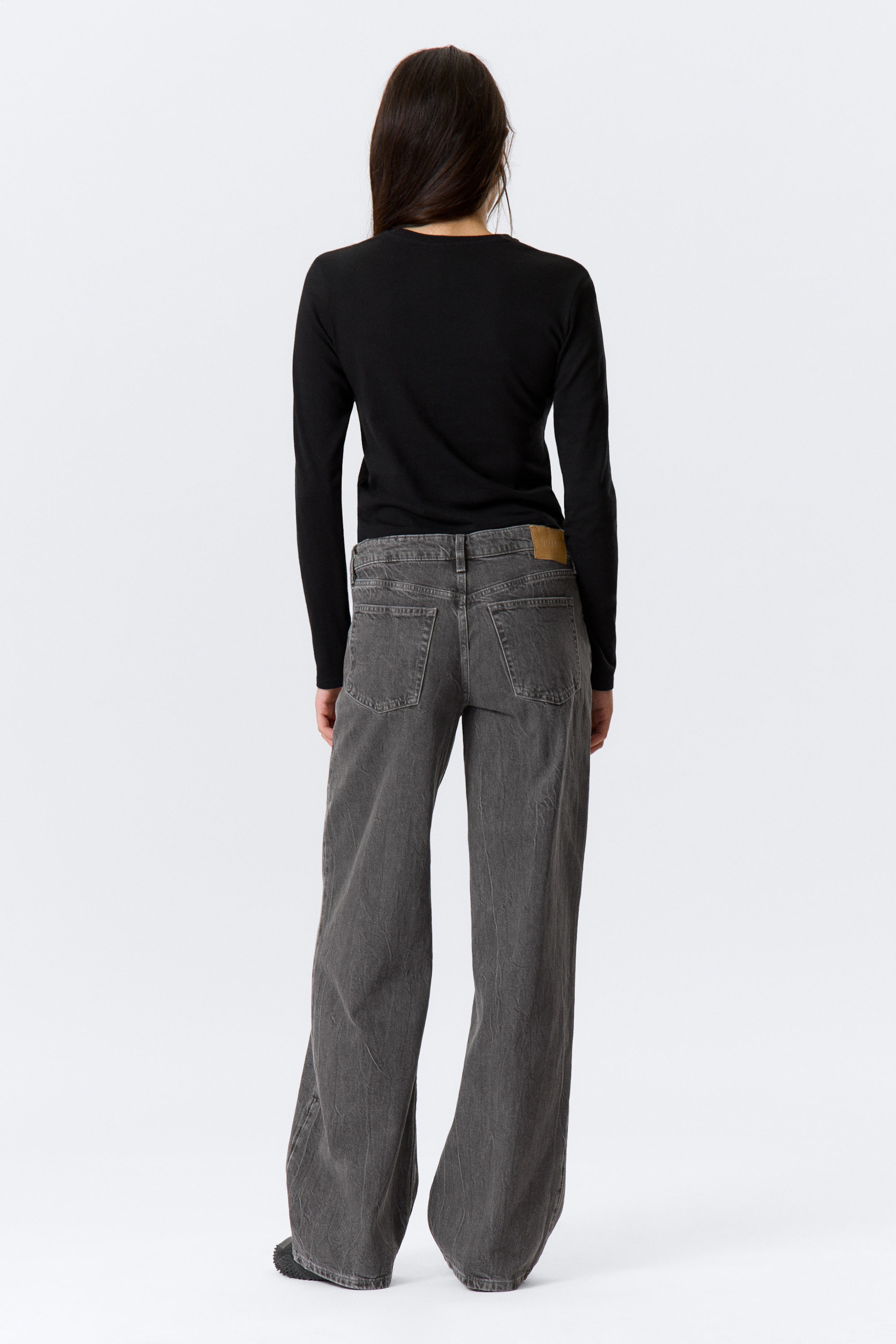 Risso Black - Black - Ample Low Rise Loose Wide Leg Jeans - 3