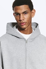 Grau meliert - Weit geschnittener Zip-Hoodie - 2