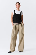 Black - Scooped Leather Tank Top - 1