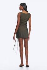 Taupe foncé - Haut à bretelle portefeuille asymétrique - 3