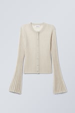 Ecru - Light Linen Blend Cardigan - 0