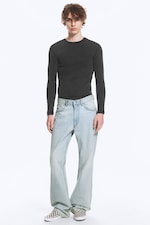 Ghost Blue - Light Blue - Mercury Mid Rise Relaxed Bootcut Jeans - 0