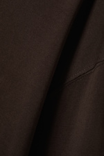 Dark Brown - Long-Sleeved Boxy Cotton T-shirt - 1