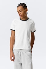 Binding Wit - Zwart - Katoenen T-shirt met contrasterende boord en korte mouwen - 0