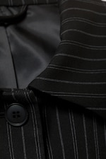 Pinstriped Black - Lean Buttoned Jacket - 5
