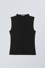 Black - Soft Mock Neck Top - 0