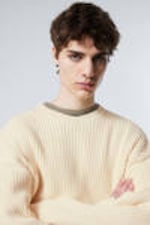 Dusty White - Loose Ribbed Cotton Sweater - 2