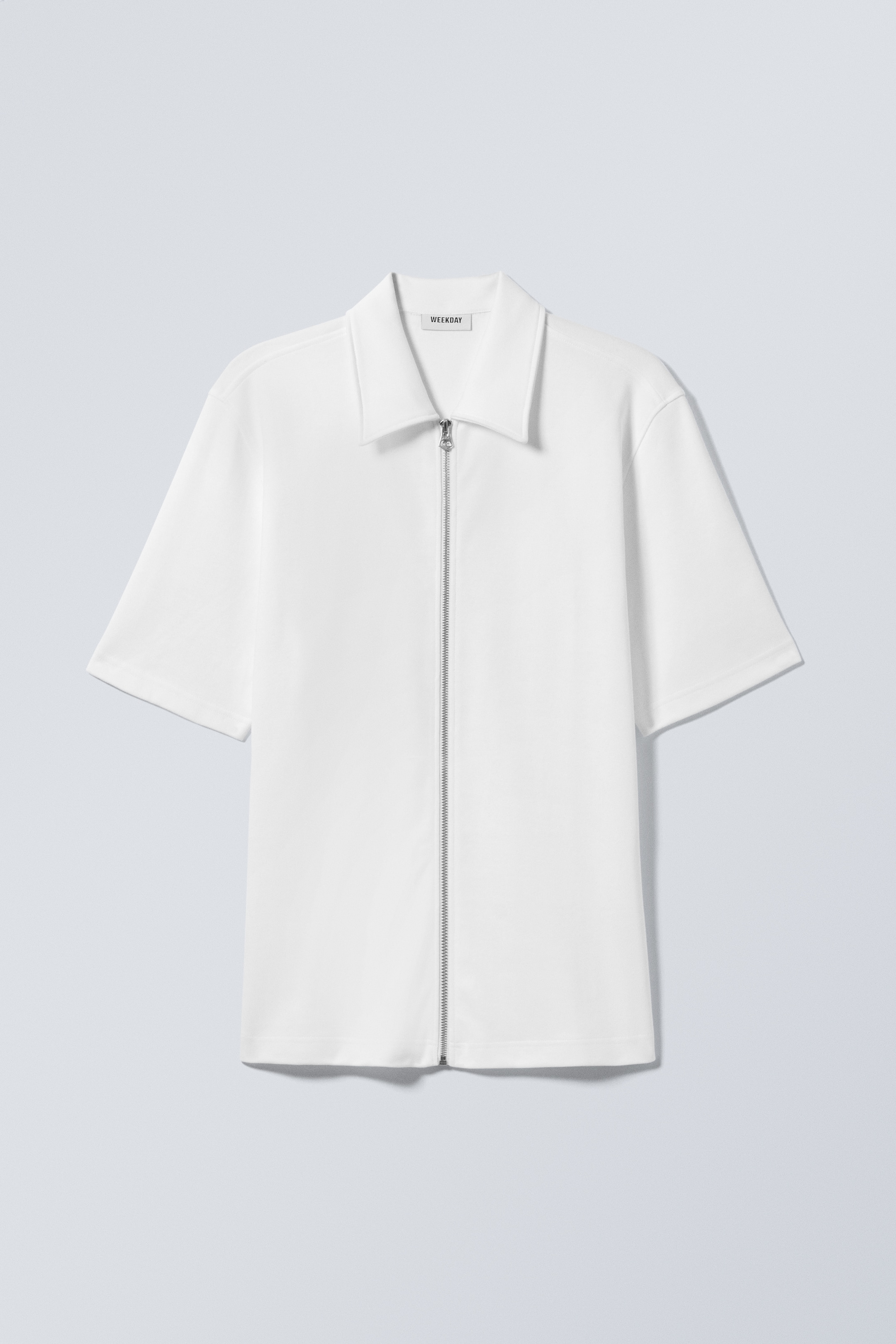 Vis større bilde: Kortermet skjorte med glidelås - Hvit - HERRE | H&M NO 1