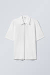 【新品タグ付き】SHORT ZIPPER SHIRT/WHITE short sleeve zip shirt - White | Weekday WW