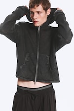 Washed Black - Knitted Zip-through hoodie - 2