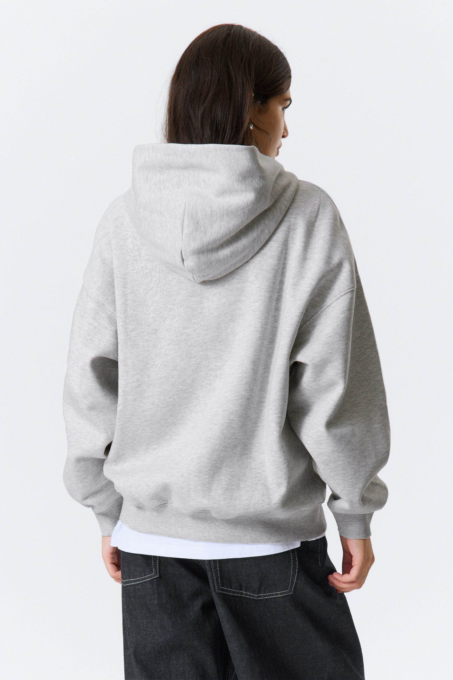 Oversized Heavyweight Hoodie - Light Grey Melange/Dark Blue/Washed Red - 5