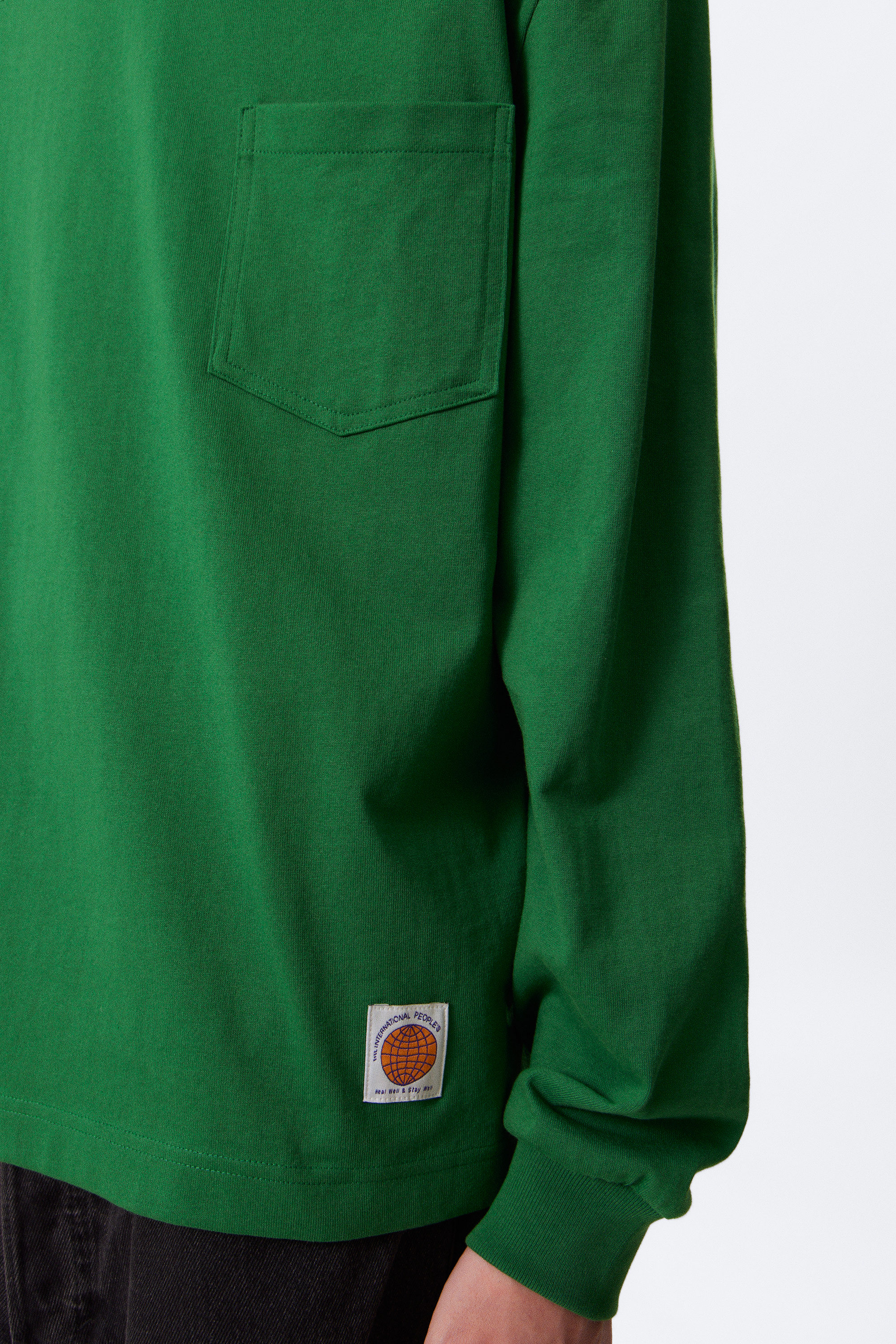 Grün - Baumwoll-Longsleeve mit lockerer Passform - 2