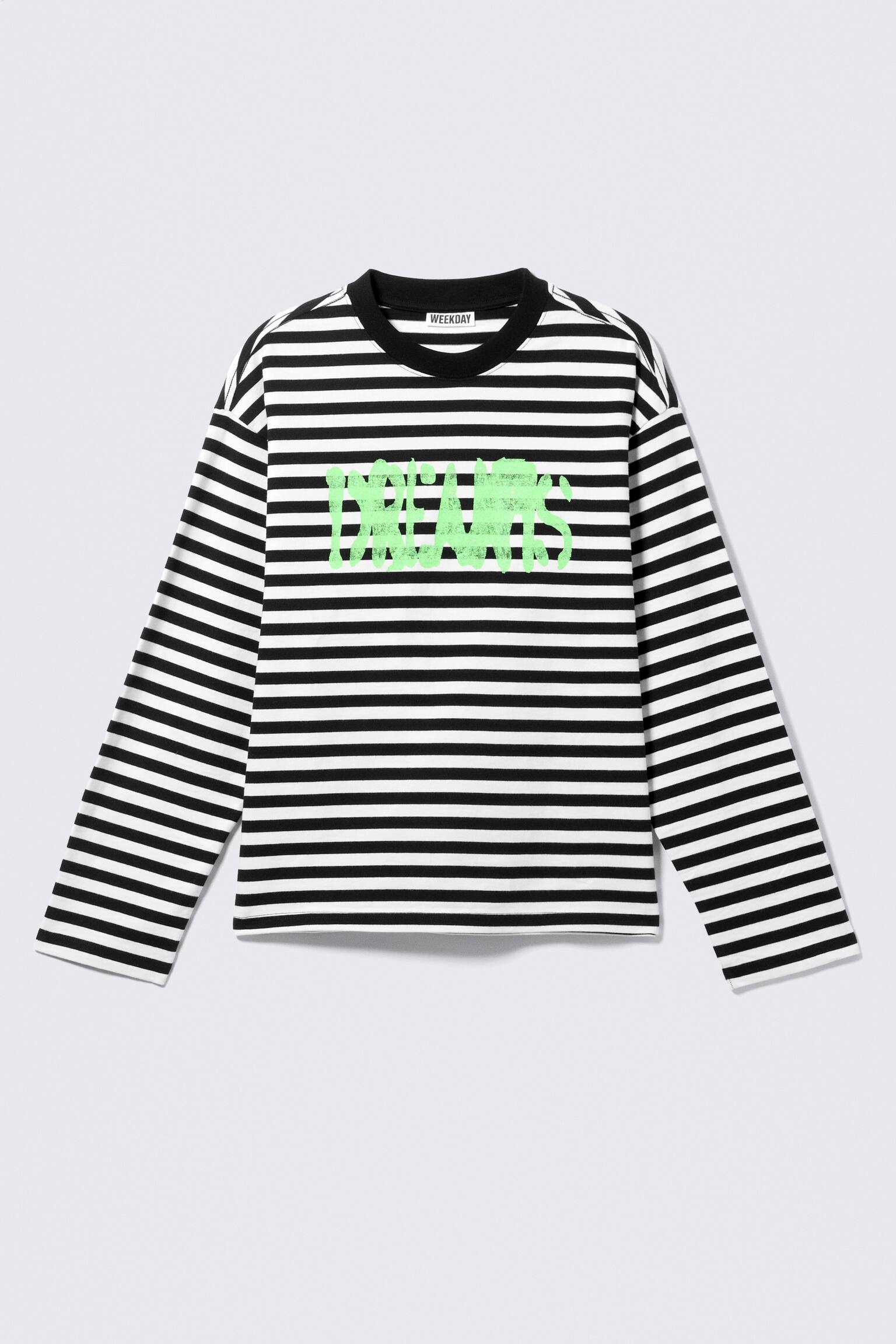 Great Boxy Graphic Long Sleeve T-shirt - Dungi Alb-Negru - Dreams/Alb - spray cu șobolani/Gri Închis - Flacără Aeriană/Gri închis - Tristar/Alb - Înger schelet/Negru - Midnight Nightmare - 2