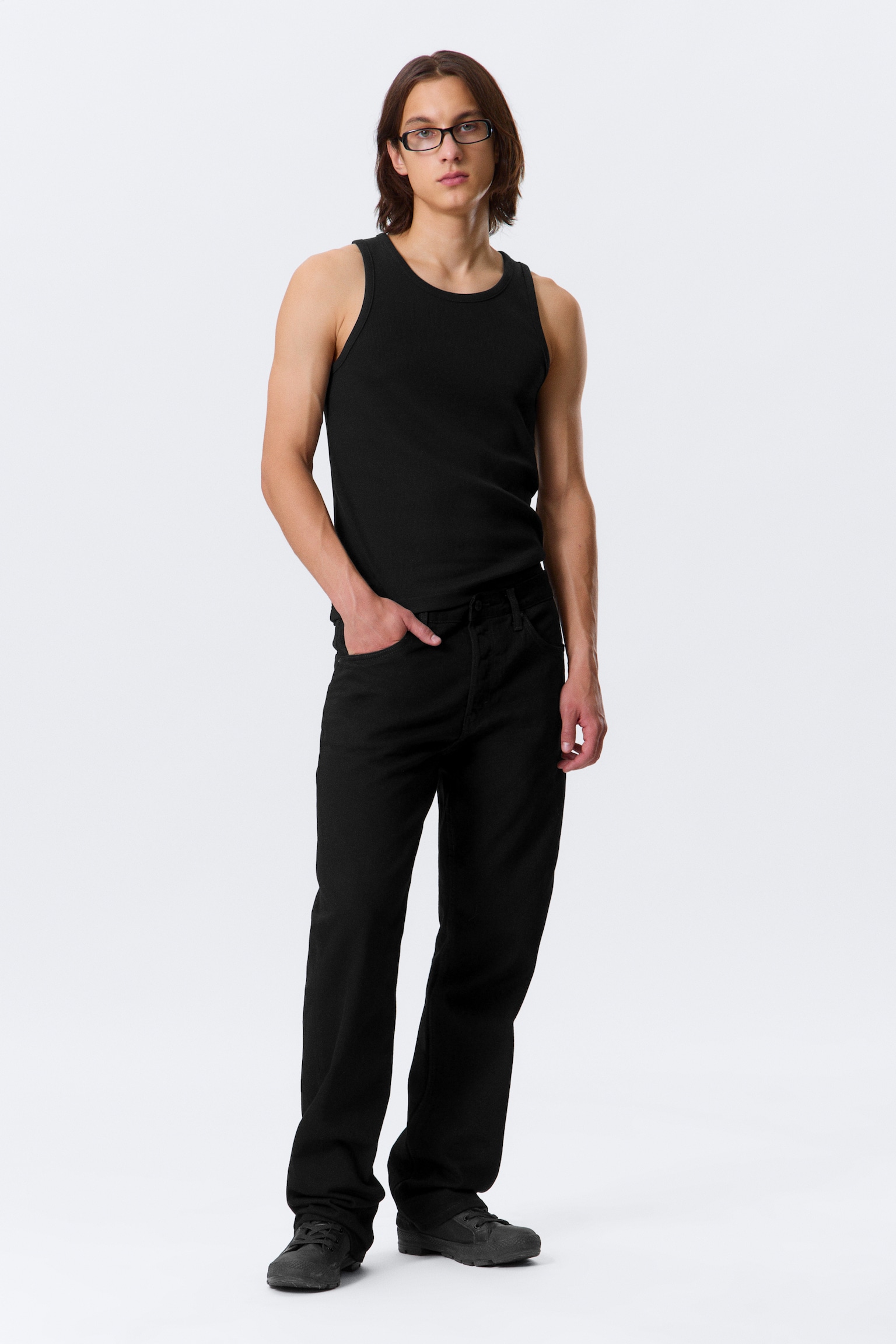 Orbit Mid Rise Regular Straight Leg Jeans - Black Rinse - Black/Board Blue - Medium Blue