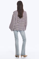 Dark Grey & Light Pink Stripe - Long-Sleeved Cotton T-shirt - 3