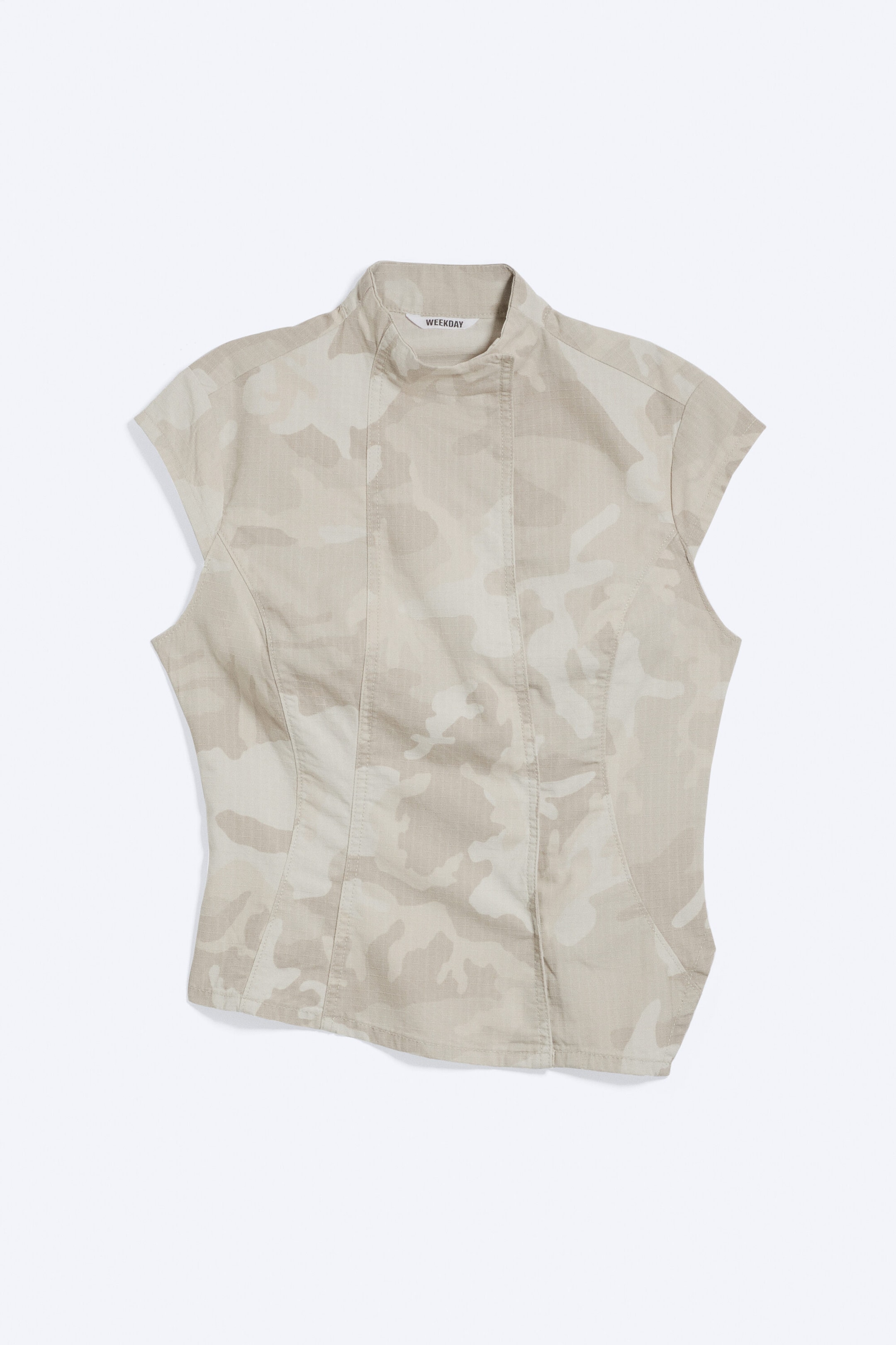 Light Mole - Camouflage - Structured Asymmetric Cotton Top - 3