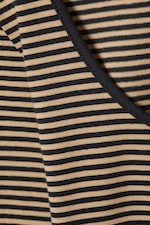 Beige/Black Stripe - Long-Sleeved Slim Fit Scoop Neck Top - 4