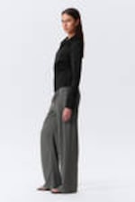 Donkergrijs - Relaxte pantalon met halfhoge taille en plooien - 2