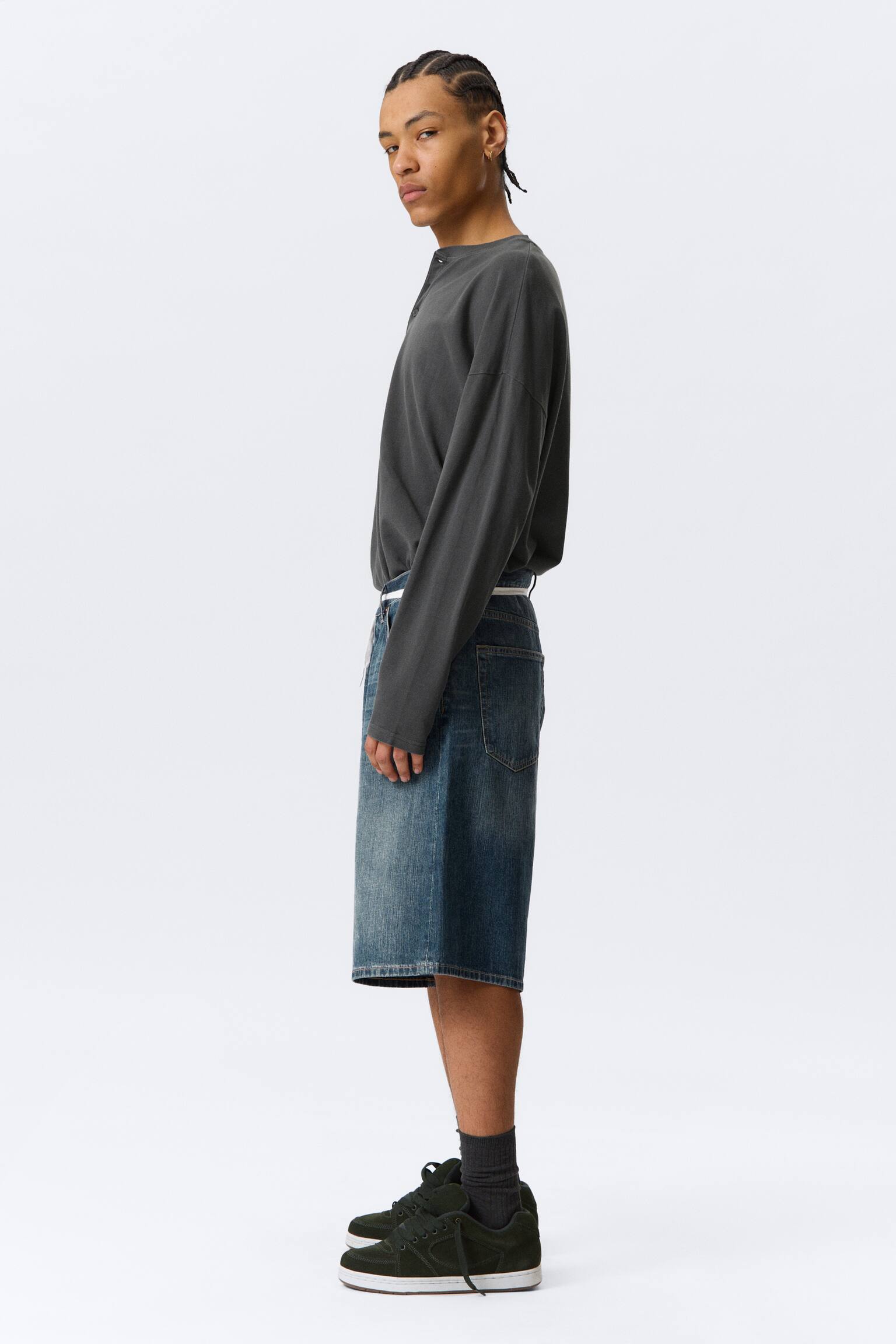 Shorts in denim Astro a vita media e gamba ampia - Blue Hymn - Blu medio/Kimberley Blue - Azzurro - 6