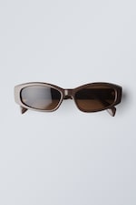 Dark Brown - Slide Curved Frame Unisex Sunglasses - 0