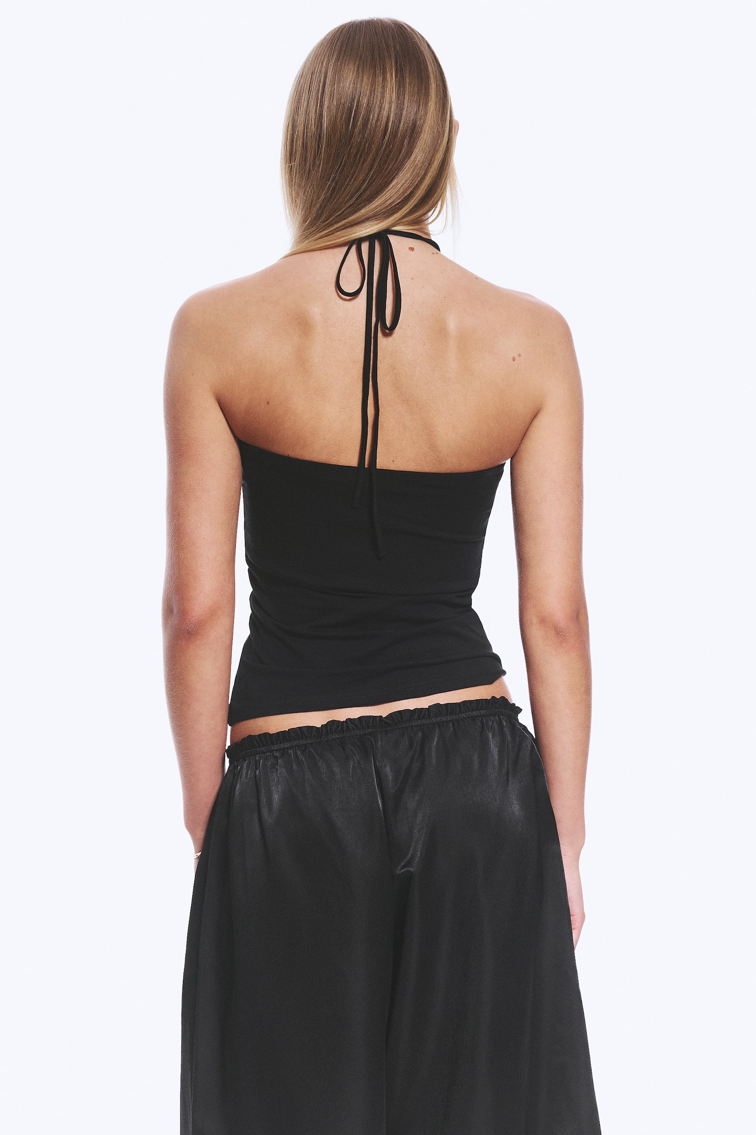 Top a fascia con scollo all'americana - Nero/Righe bianche e turchesi/Lilla a righe - 3