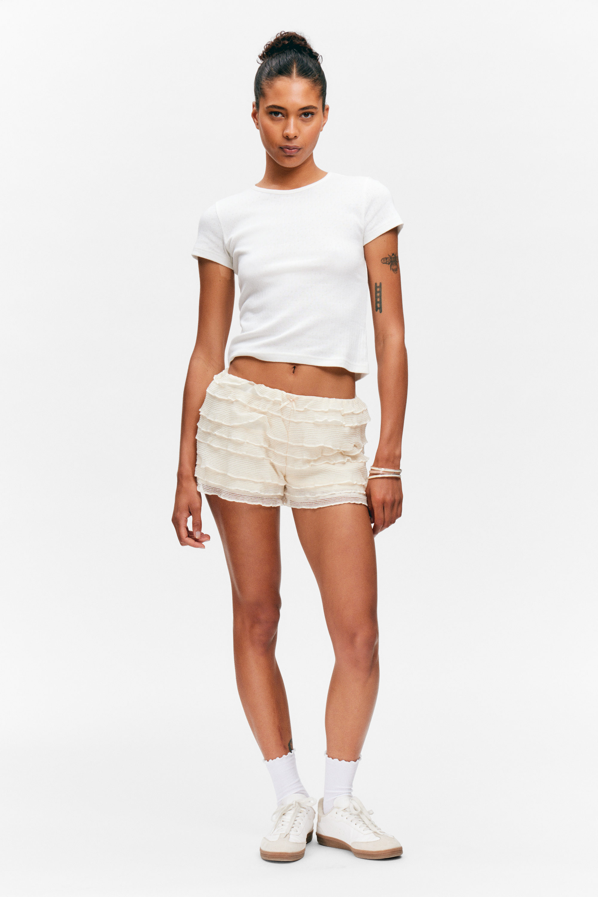 White - Soft Short-Sleeved Pointelle Top - 3