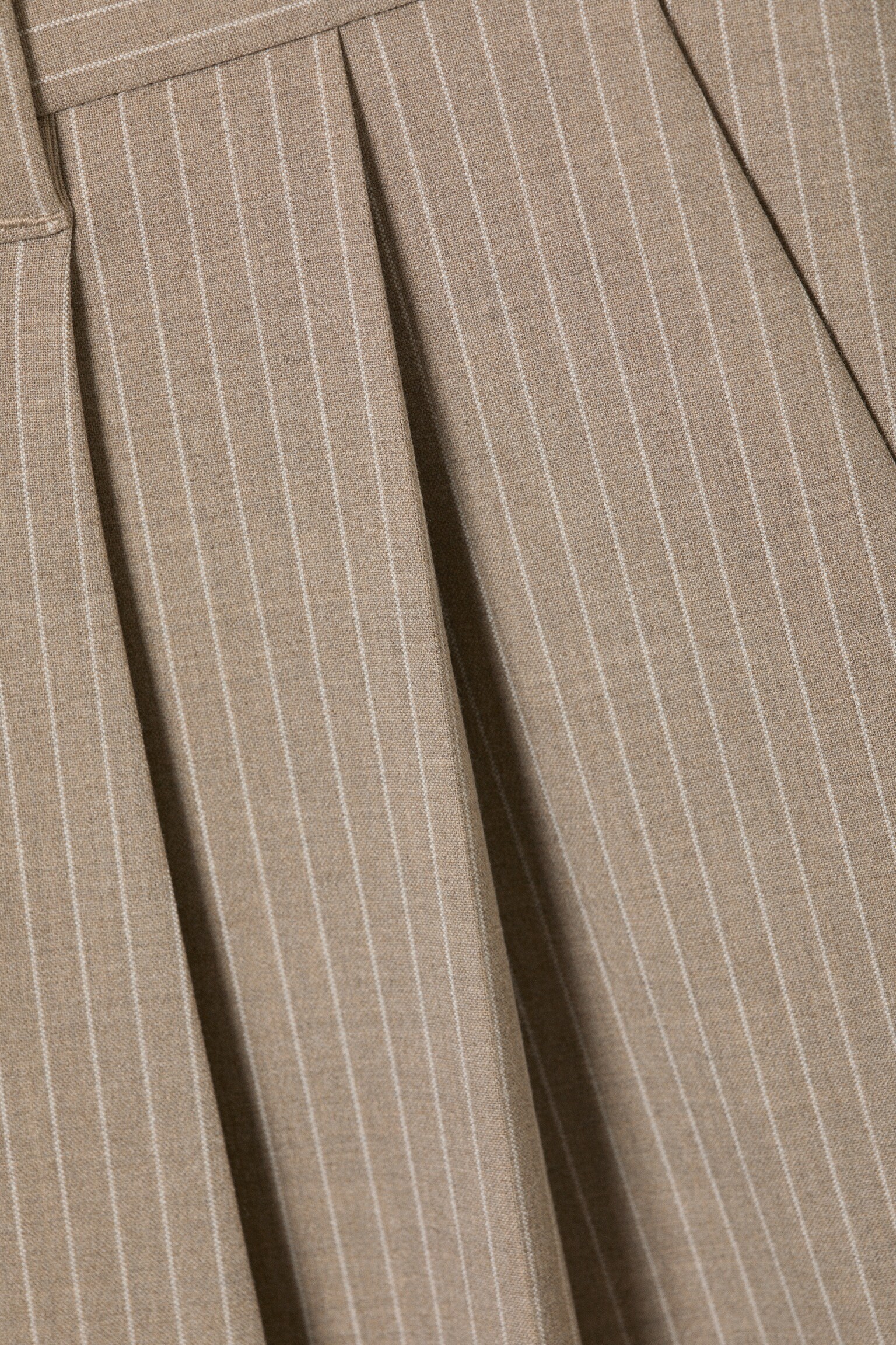 Pantalon de costume coupe ample taille basse - Mélange beige à fines rayures/Noir/Rayures fines marron/Marron foncé - 2