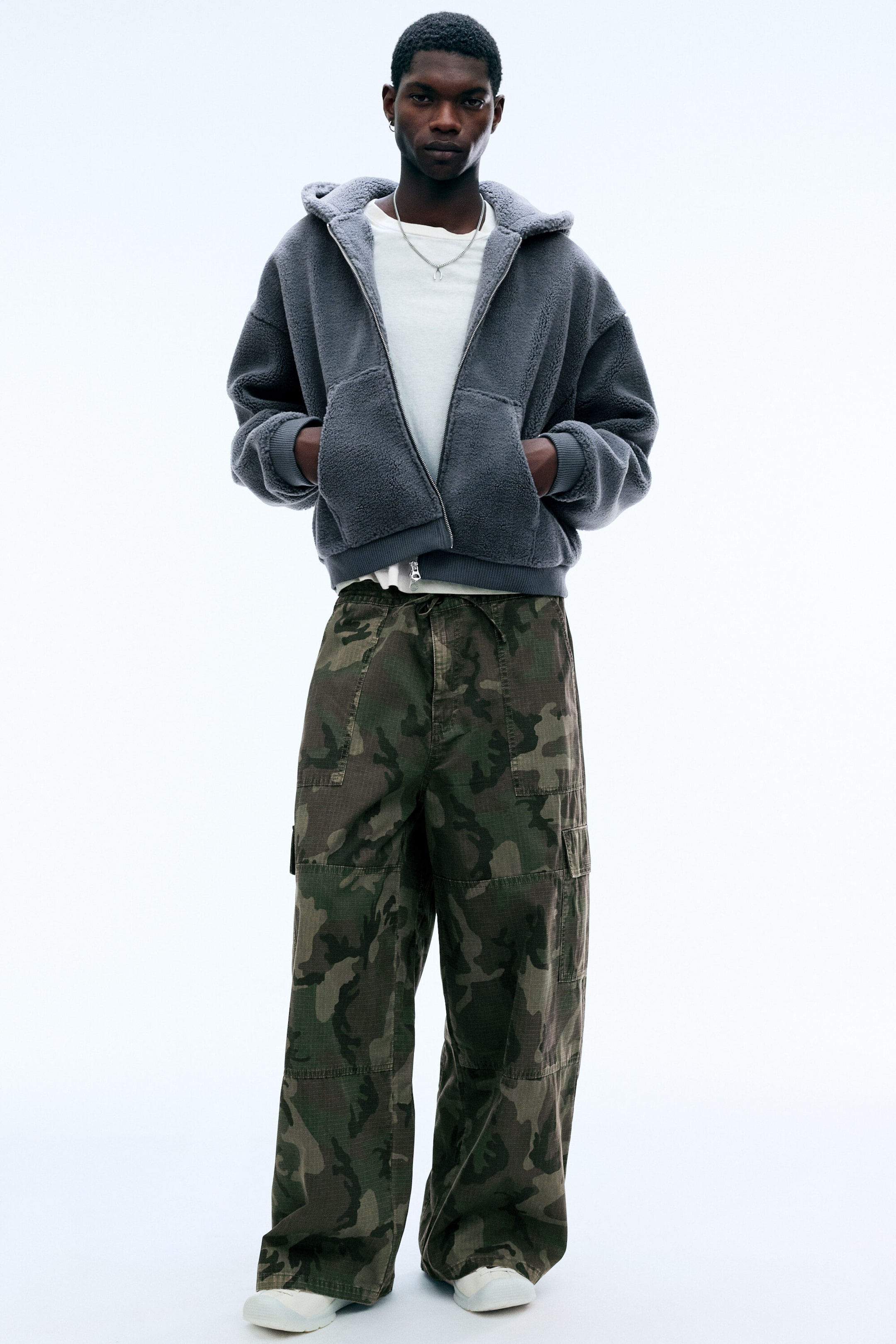 Dark Grey - Two-way zip fleece hoodie - 6