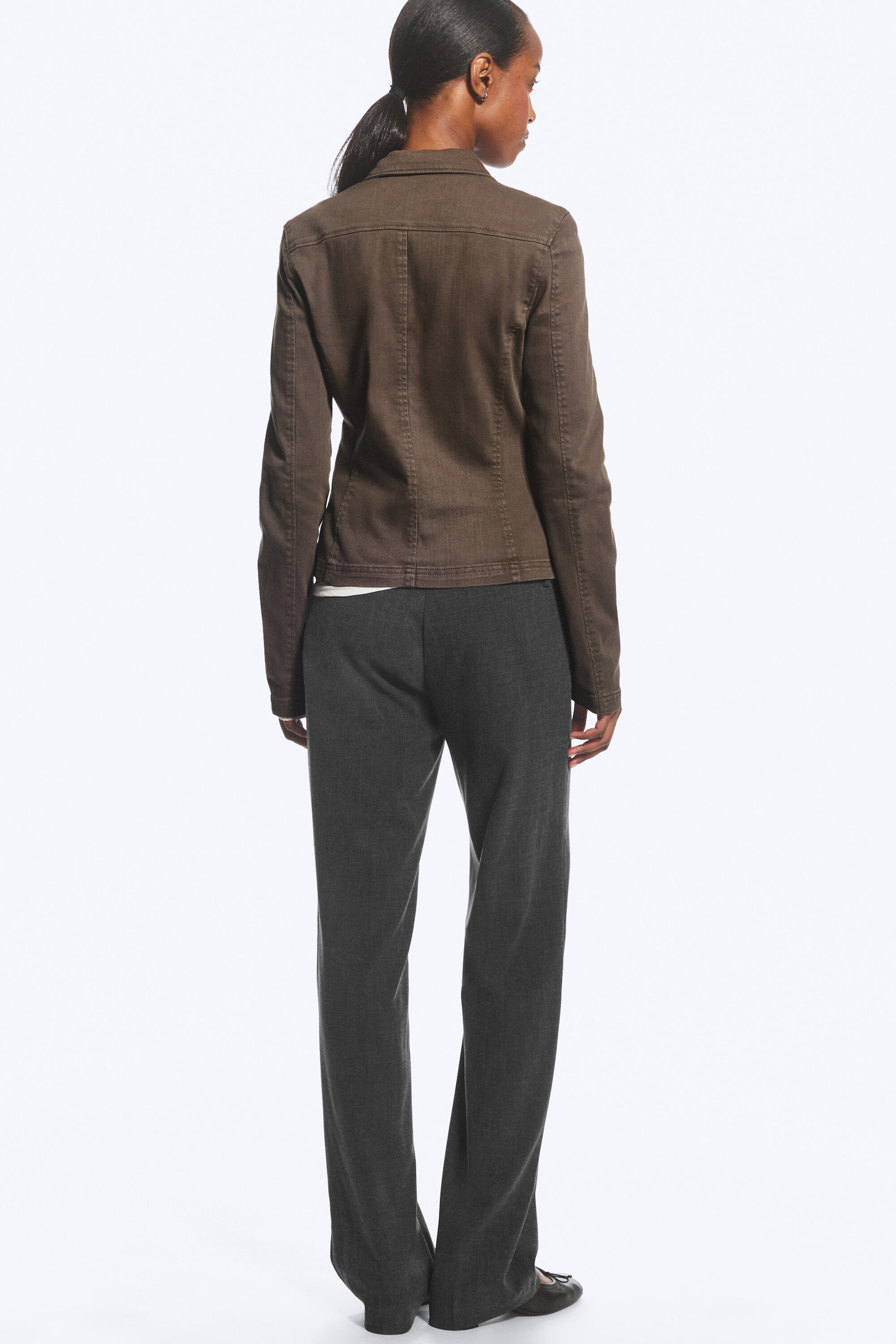 Dark Brown - Fitted Double-Breasted Cotton Twill Jacket - 4