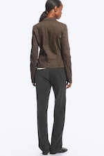 Dark Brown - Fitted Double-Breasted Cotton Twill Jacket - 4