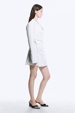 Rayures bleues - Mini-robe chemise asymétrique manches longues - 2