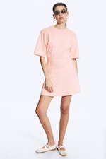 Helles Altrosa - Mini-T-Shirt-Kleid in A-Linie - 0