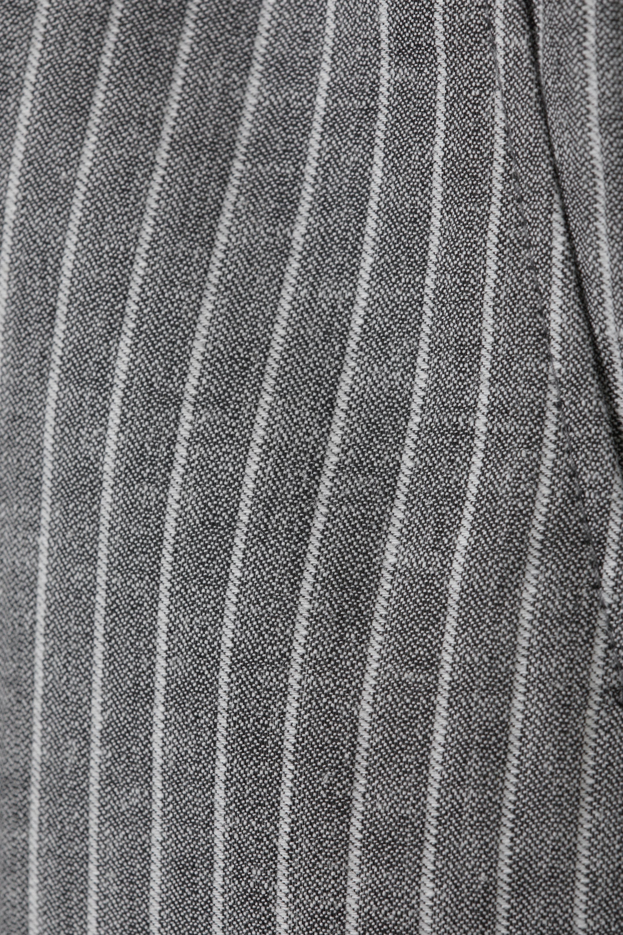 Black Stripe - Striped Linen Blend Shorts - 5