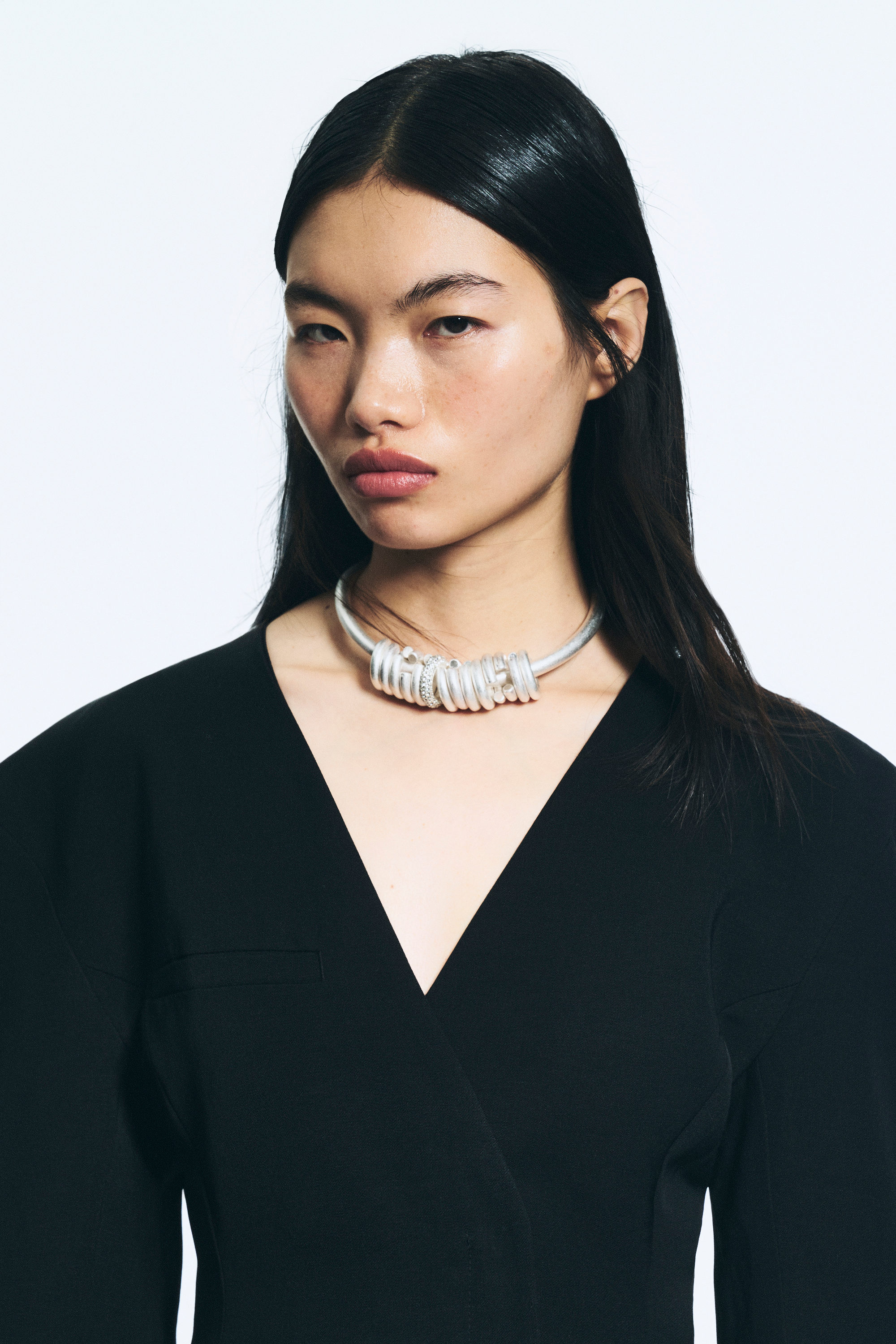 Silver - Silver Plated Multi-Ring Necklace - 0