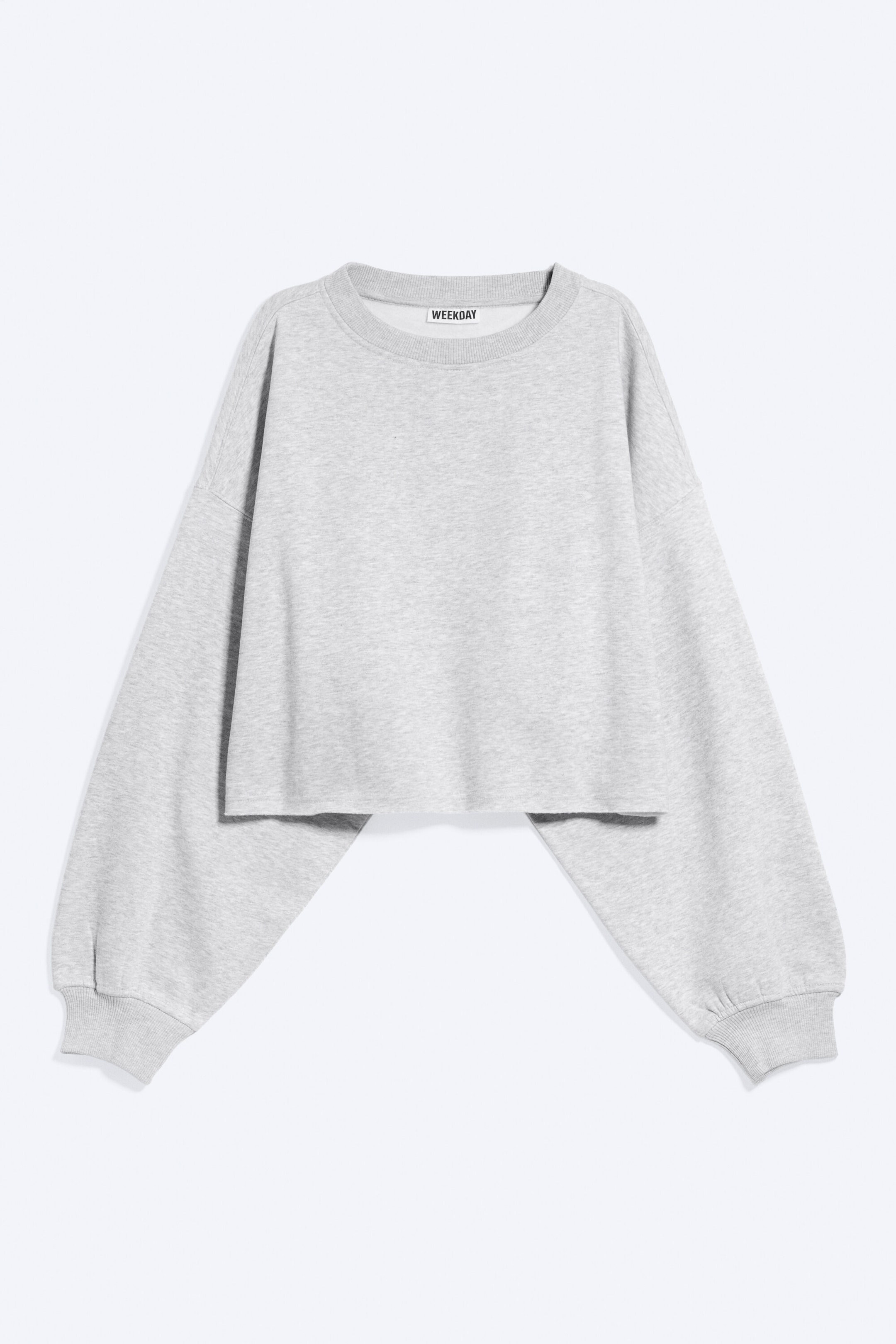 Grey Melange - Cropped Oversized Sweatshirt - 3