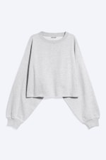 Grey Melange - Cropped Oversized Sweatshirt - 3