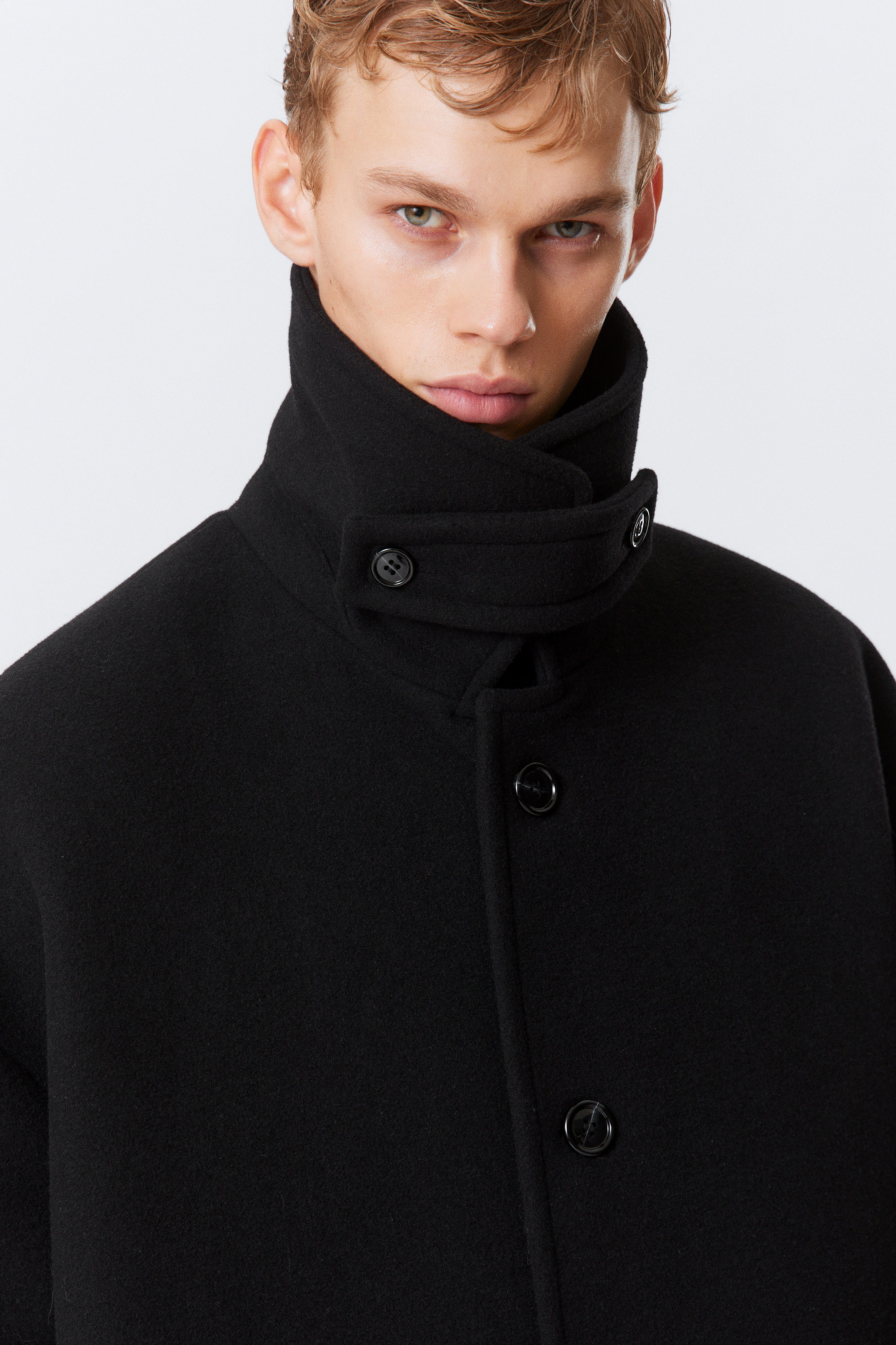 Black - Long Oversized Wool-Blend Coat - 2