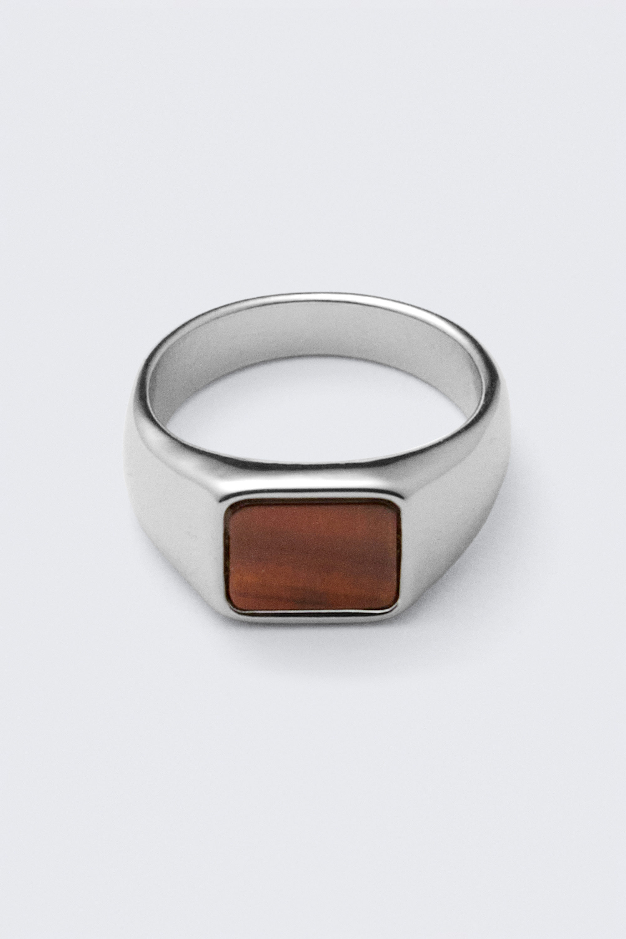 Silver - Brown Stone - Tiger Eye Signet Ring