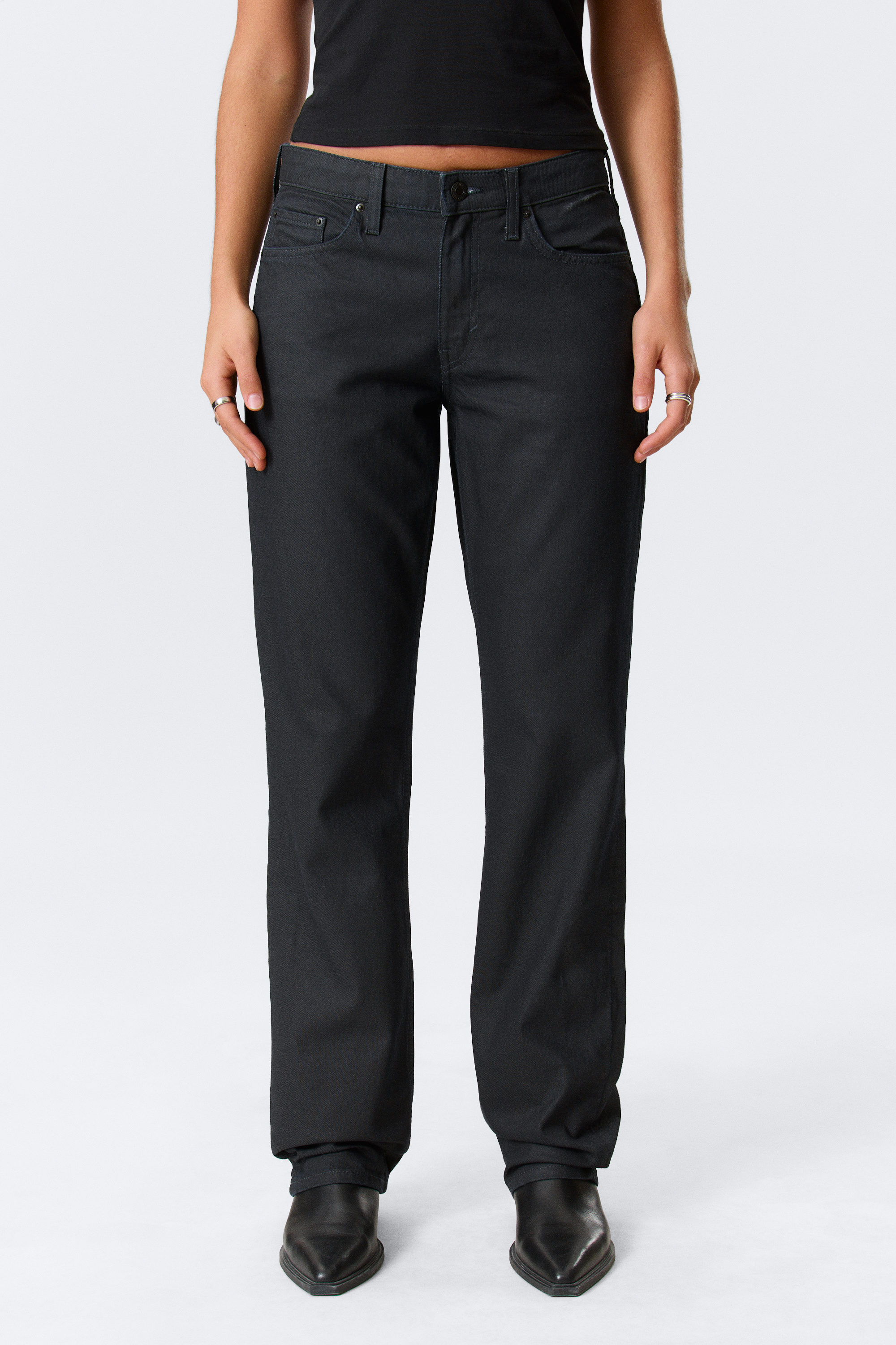 Indigo-Beschichtung Dunkelblau - Laika Coated Mid Rise Straight Leg Jeans - 2