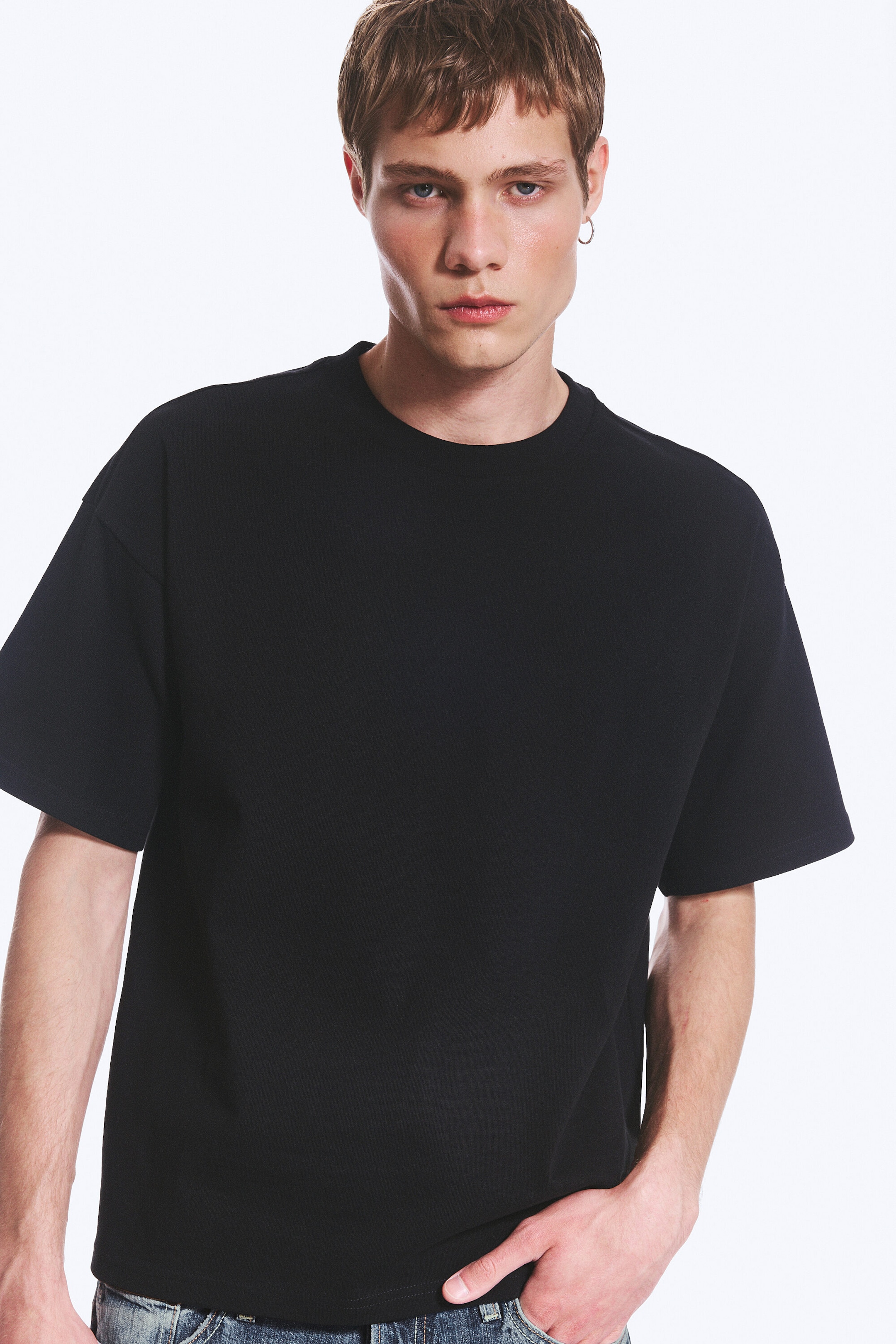 Schwarz - 3er-Pack T-Shirts mit lockerem Boxy Fit - 1