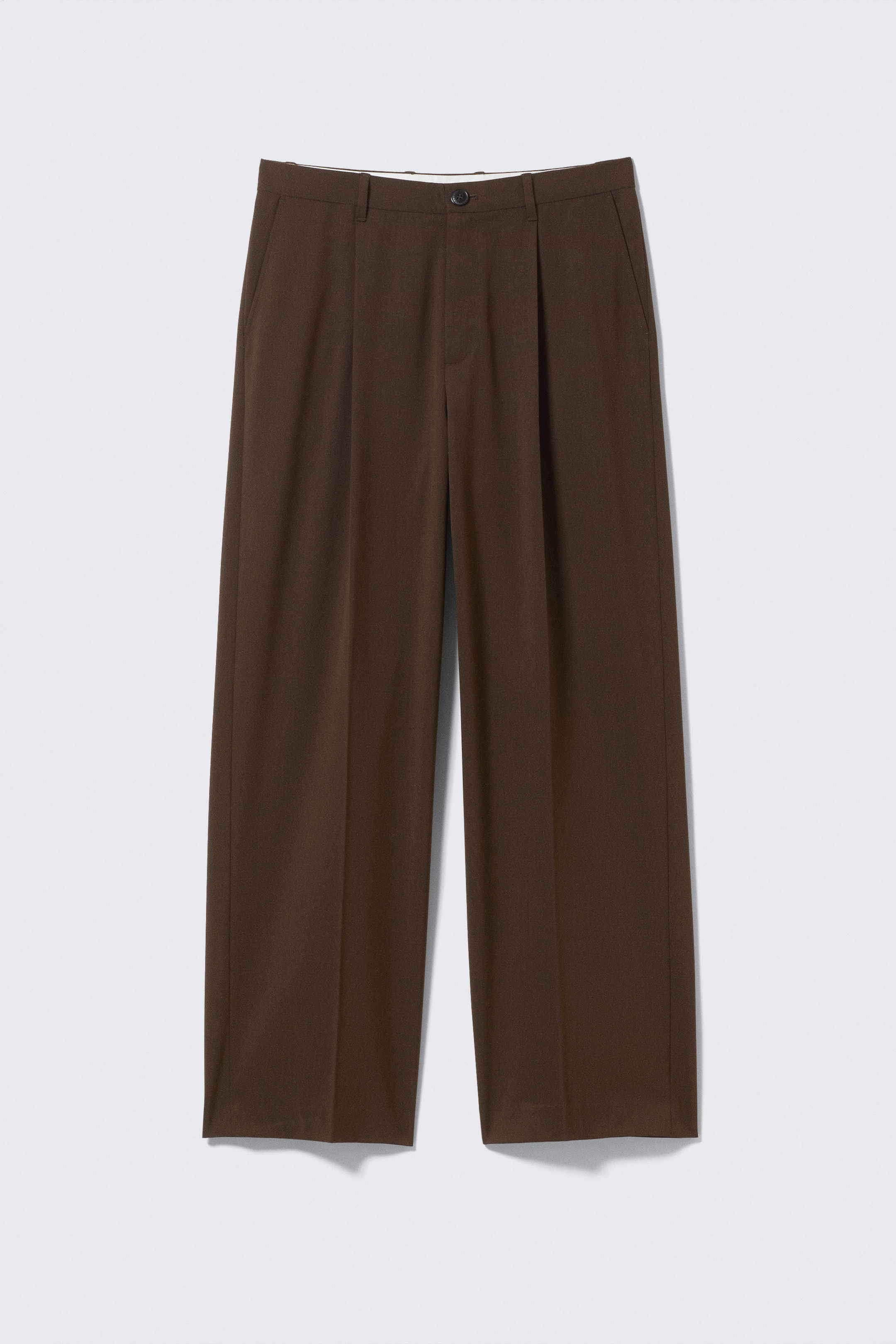 Dark Brown - Uno Loose Suit Trousers - 1